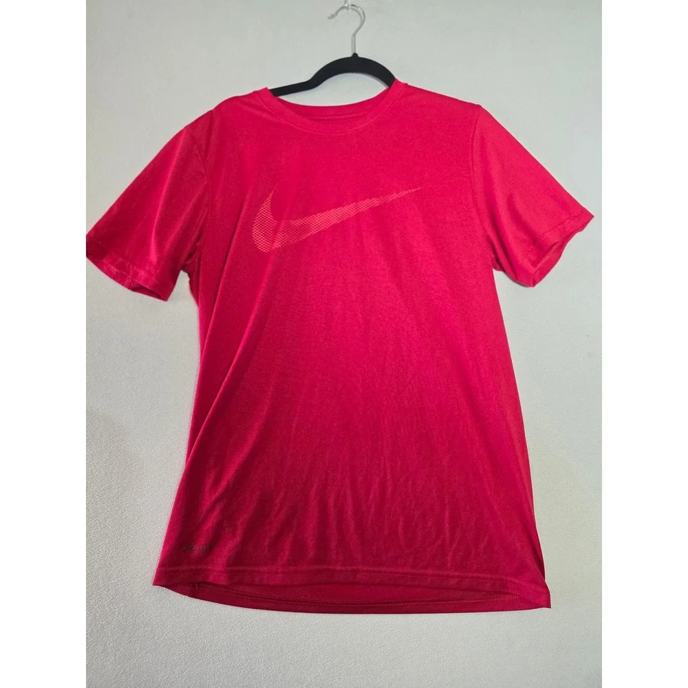 Nike Dri-FIT Mens Large Red Short Sleeve Graphic Swoosh Training T-Shirt